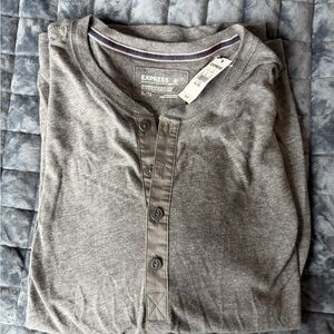 Express Charcoal Button-Up Henley